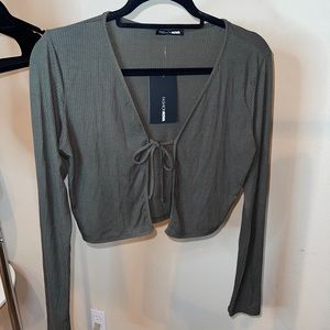 Olive green Tie Front Fashion Nova Top